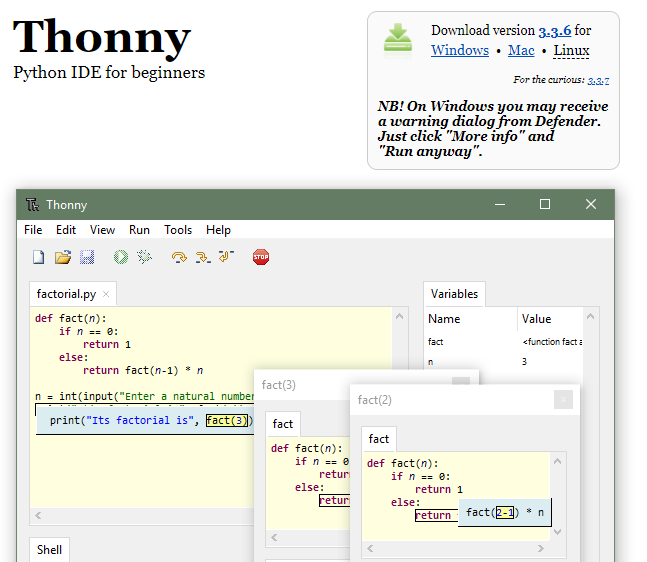 Thonny python IDE